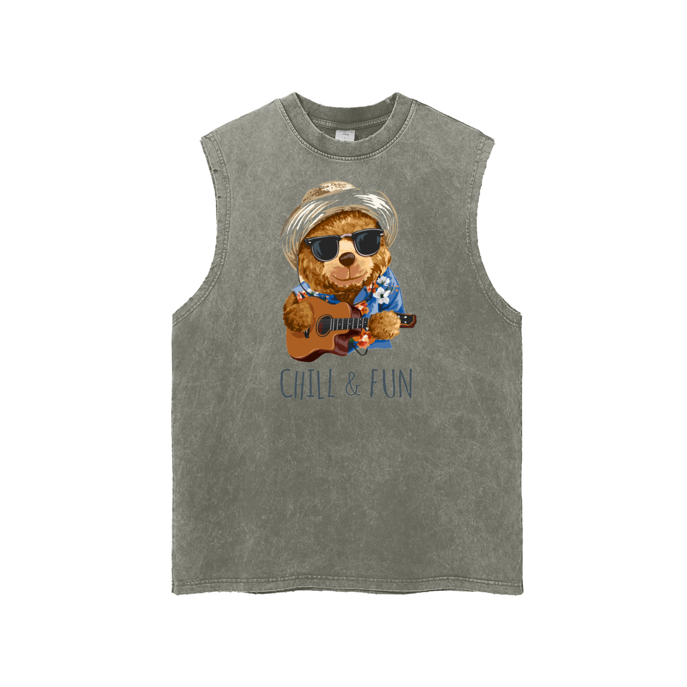 Snow Washed Frayed Hem Tank Top