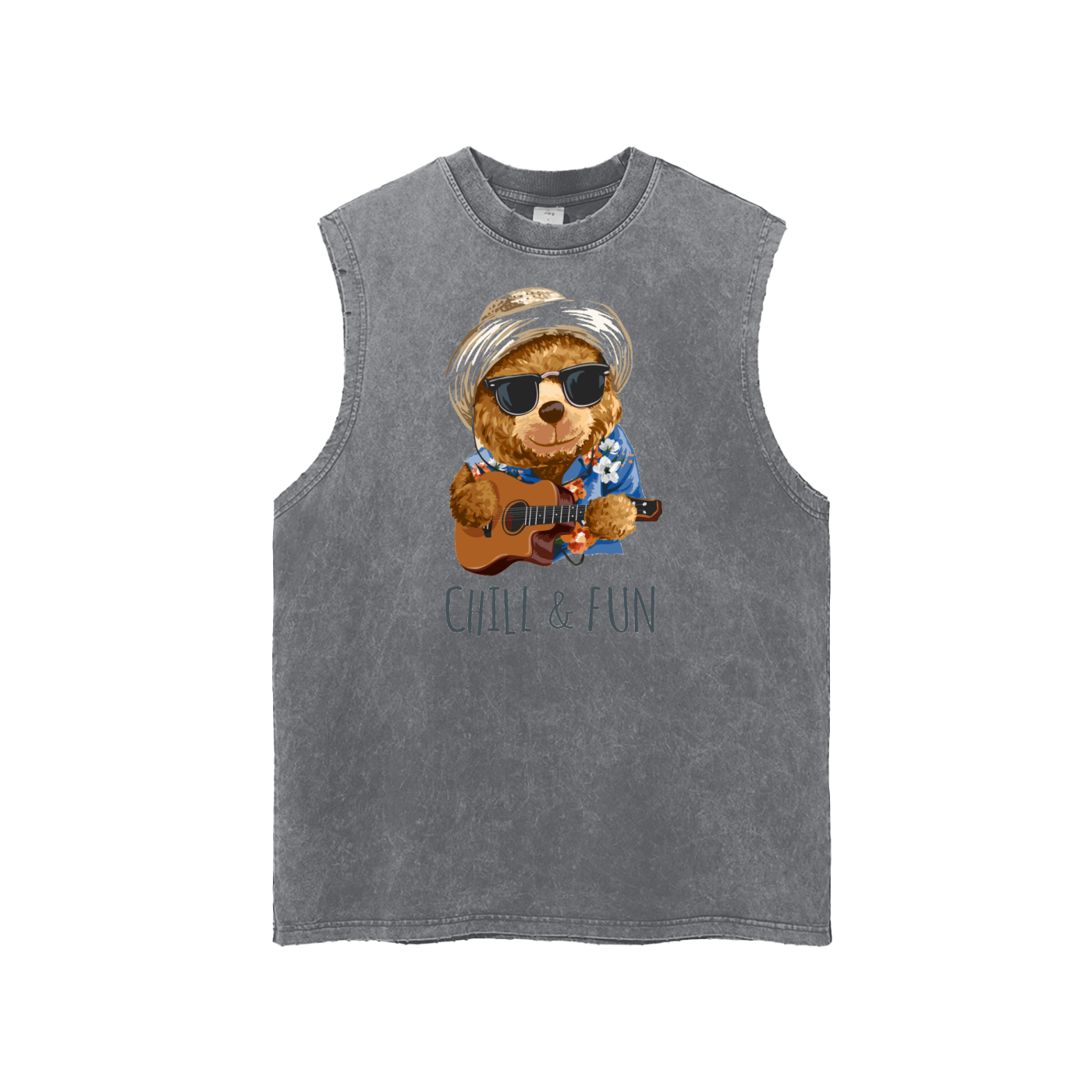 Snow Washed Frayed Hem Tank Top
