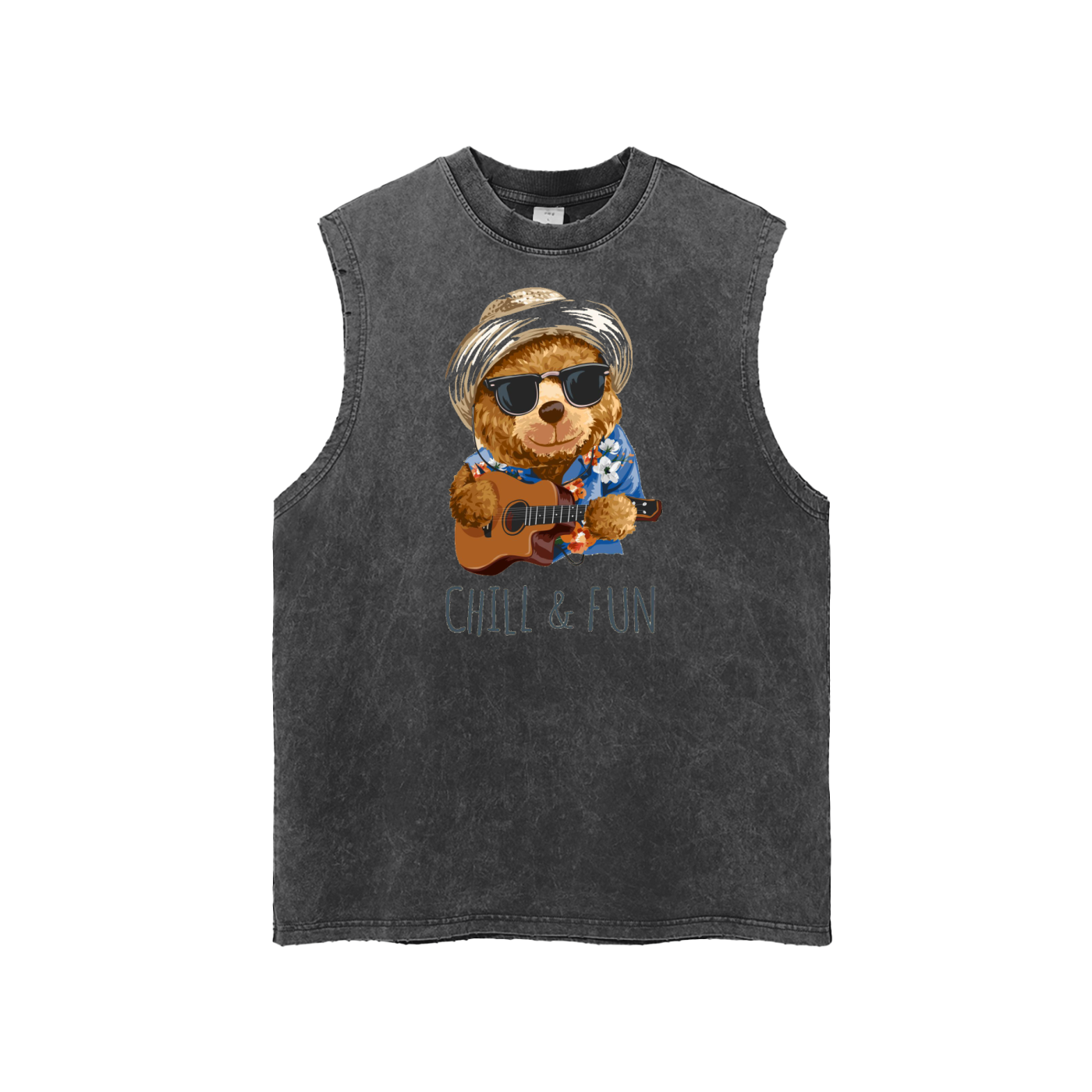 Snow Washed Frayed Hem Tank Top